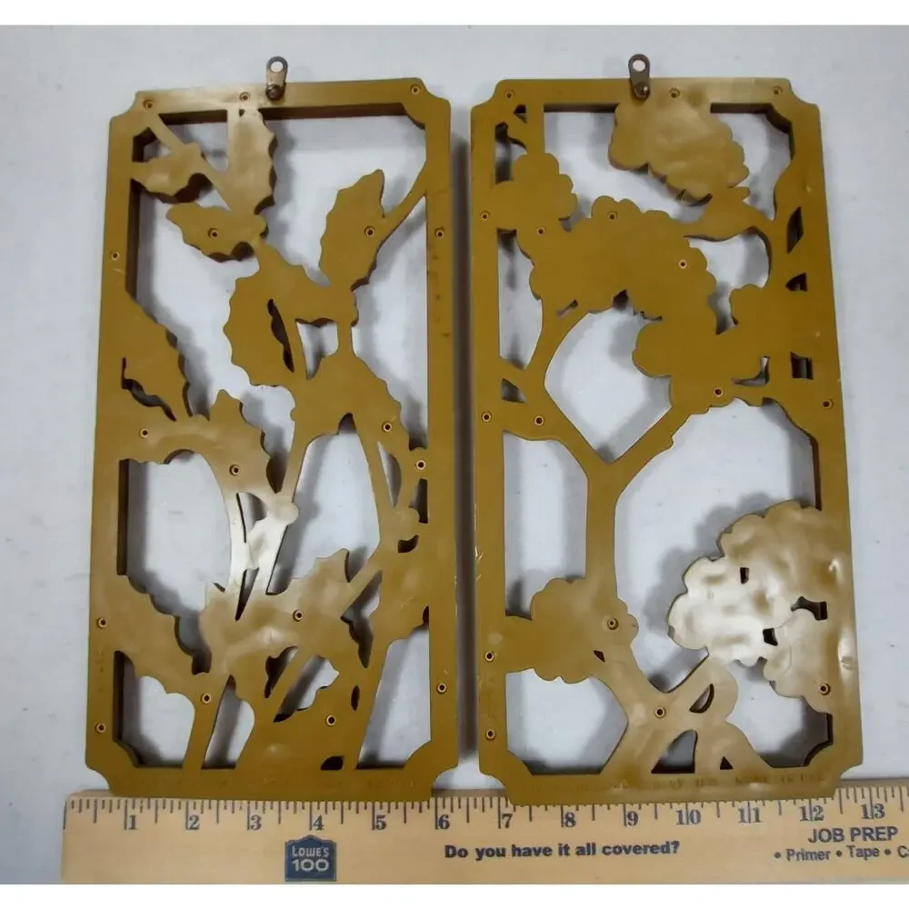 Vintage MCM Dart Ind 2 Seasons Wall Plaques Gold & White Holly Dogwood Made USA